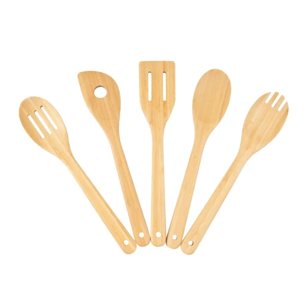 The 5pk Bamboo Spoons for Cooking, Kitchen Essential Tools Set