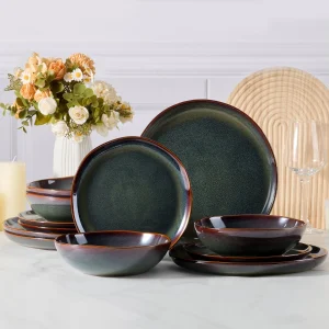 12 Pieces Premium Stoneware Plates and Bowls Set