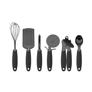 The 6 Piece Kitchen Stainless Steel Gadget Set for Cooking, Black
