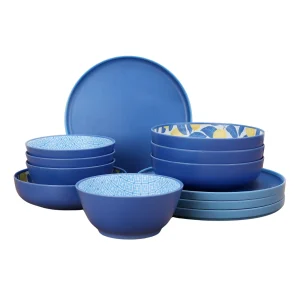 The 12-Piece Dinnerware Set, Lemon & Blue