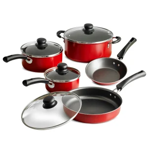 The 9-Piece Non-stick Cookware Set, Red