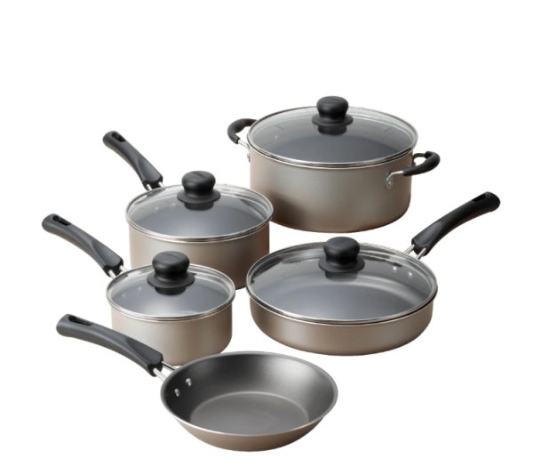 The 9-Piece Non-Stick Cookware Set, Champagne